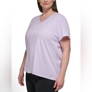 Calvin Klein Performance Plus Size Cotton V-Neck Short-Sleeve - Orchid-XL NWT